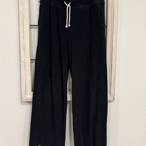 Black Aerie Terry cloth Wide-Leg Pants